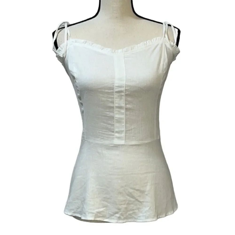 NY&Co Tie-Strap Preplum Sweetheart Neckline Sleeveless Blouse